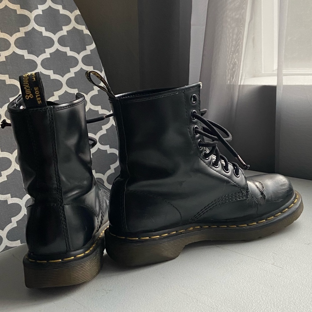 Black Real Leather Doc Marten Boots size 6